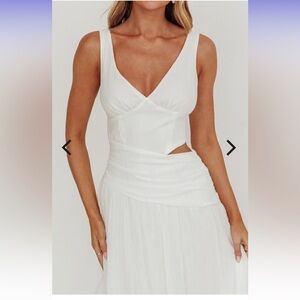 First Dates Waist Cut-Out Maxi Dress White - Selfie Leslie